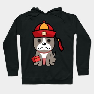 Funny grey dog celebrates lunar new year Hoodie